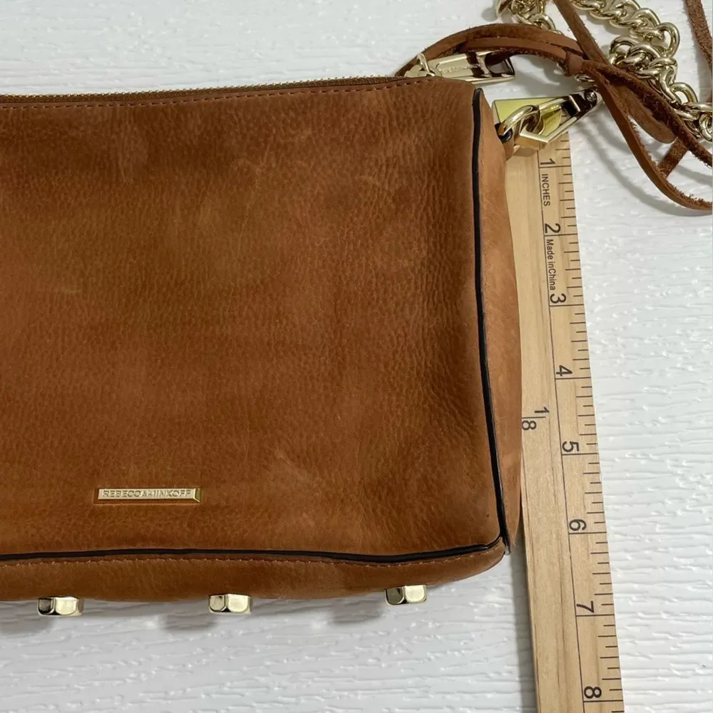 Rebecca Minkoff Avery Crossbody Bag Caramel Brown Nubuck‎ Leather Purse